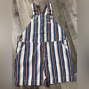 Gymboree Blue and‎ Red Striped Summer overalls